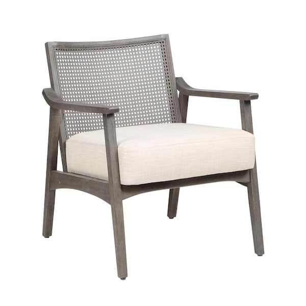 Council 25 in. Gray Wash/Beige Polyester Arm Chair with Solid Wooden Frame