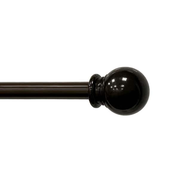 Telescopic Adjustable Drapery Rod Kit with Decorative Ball Finial Brown Finish 