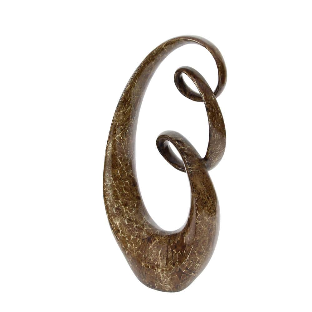 Abstract Brown Polystone Swirl Decorative Sculpture