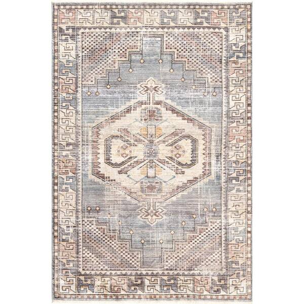 nuLOOM Zelie Traditional Medallion Fringe Blue 4 ft. x 6 ft. Area Rug