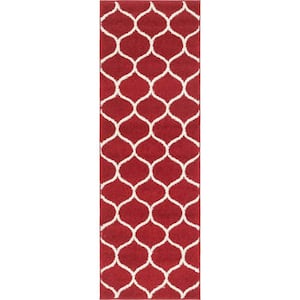 Trellis Frieze Rounded Red 2 ft. x 6 ft. Area Rug