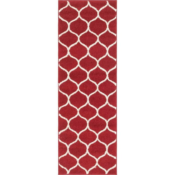 Trellis Frieze Rounded Red 2 ft. x 6 ft. Area Rug