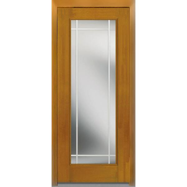 MMI Door 32 in. x 80 in. Internal Grilles Right-Hand Inswing Full Lite Clear Stained Fiberglass Mahogany Prehung Front Door