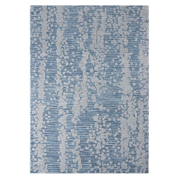 NICOLE MILLER NEW YORK Mod Weave Abstract Knotted Texture Handcrafted Wool Navy Blue 5 ft. x 7 ft. Area Rug