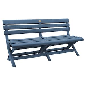 Westport Commercial Folding 3-Person Resin Bench in Barn Blue