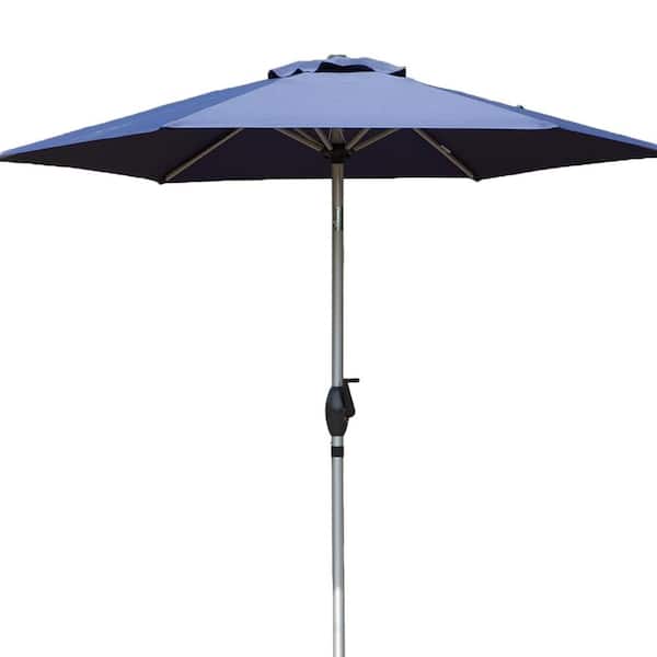 AFAIF 7.5 ft. Patio Outdoor Aluminum Market Umbrella with Push Button Tilt and Crank Without Base-Navy Blue