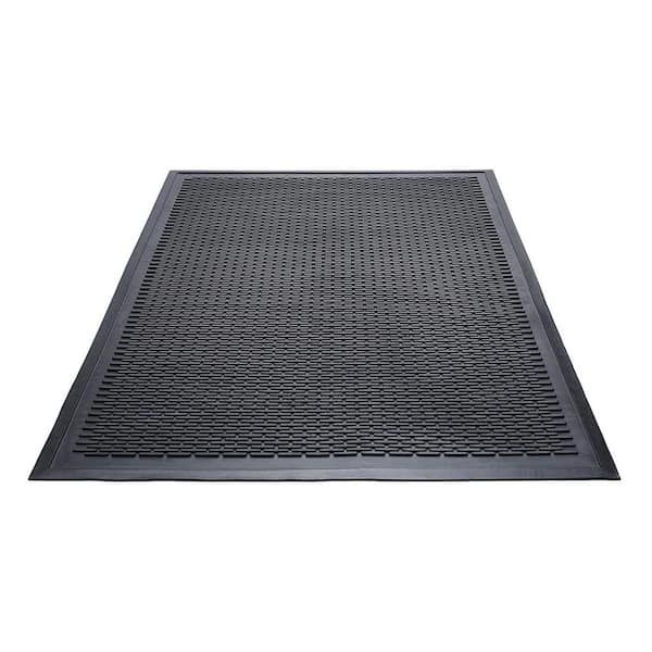 Ottomanson Rubber Doormat 3 ft. x 5 ft. Collection Area Rug, Black