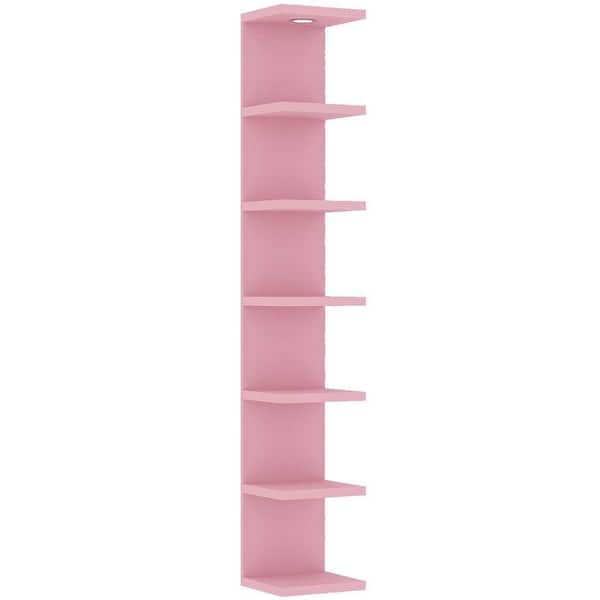 9.8 in W x 9.3 in D Pink 7-Tier Decorative Wall Shelf with LED