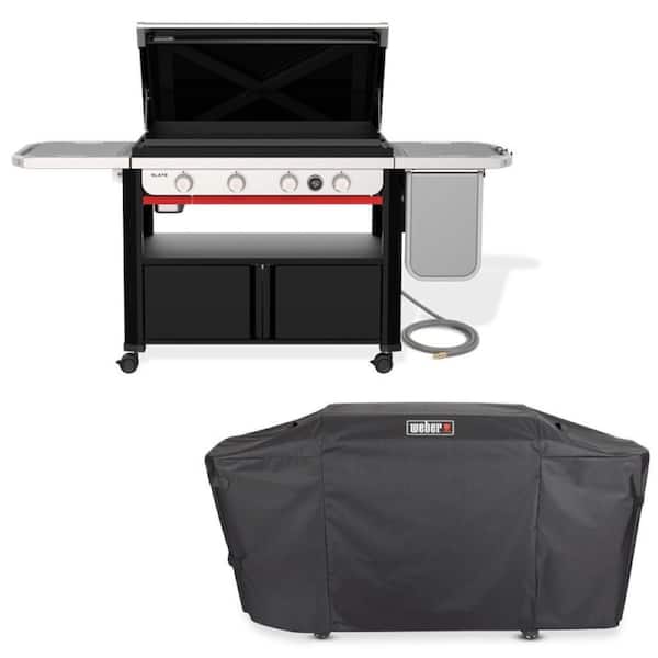 Slate Griddle 4-Burner Natural Gas 36 in. Rust-Resistant Flat Top Grill in Black with Grill Cover