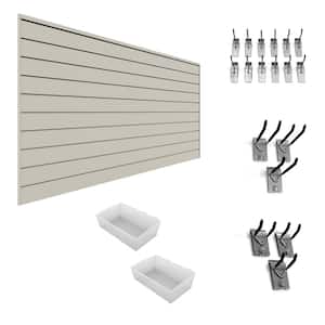 96 in. H x 48 in. W (32 sq. ft.) Slatwall Panel Set Sandstone Organizer Bundle (1-Panel Pack, 20-Accessory Pack)