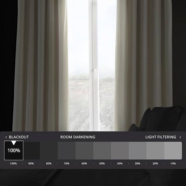 Neutral Ground Velvet Solid 50 in. W x 96 in. L Lined Rod Pocket Blackout Curtain