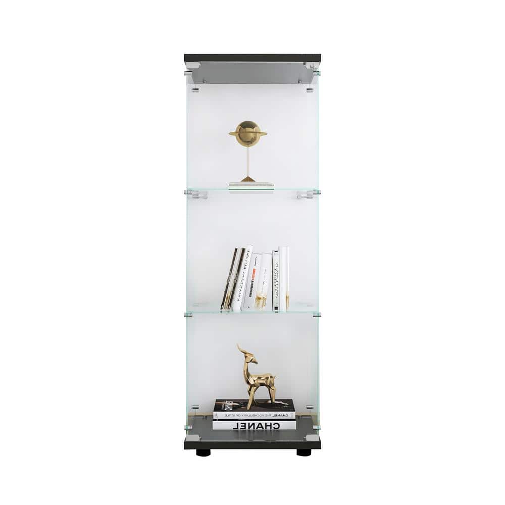 Black 14 in. x 49 in. Glass Display Cabinet Decorative Box, Floor Standing 