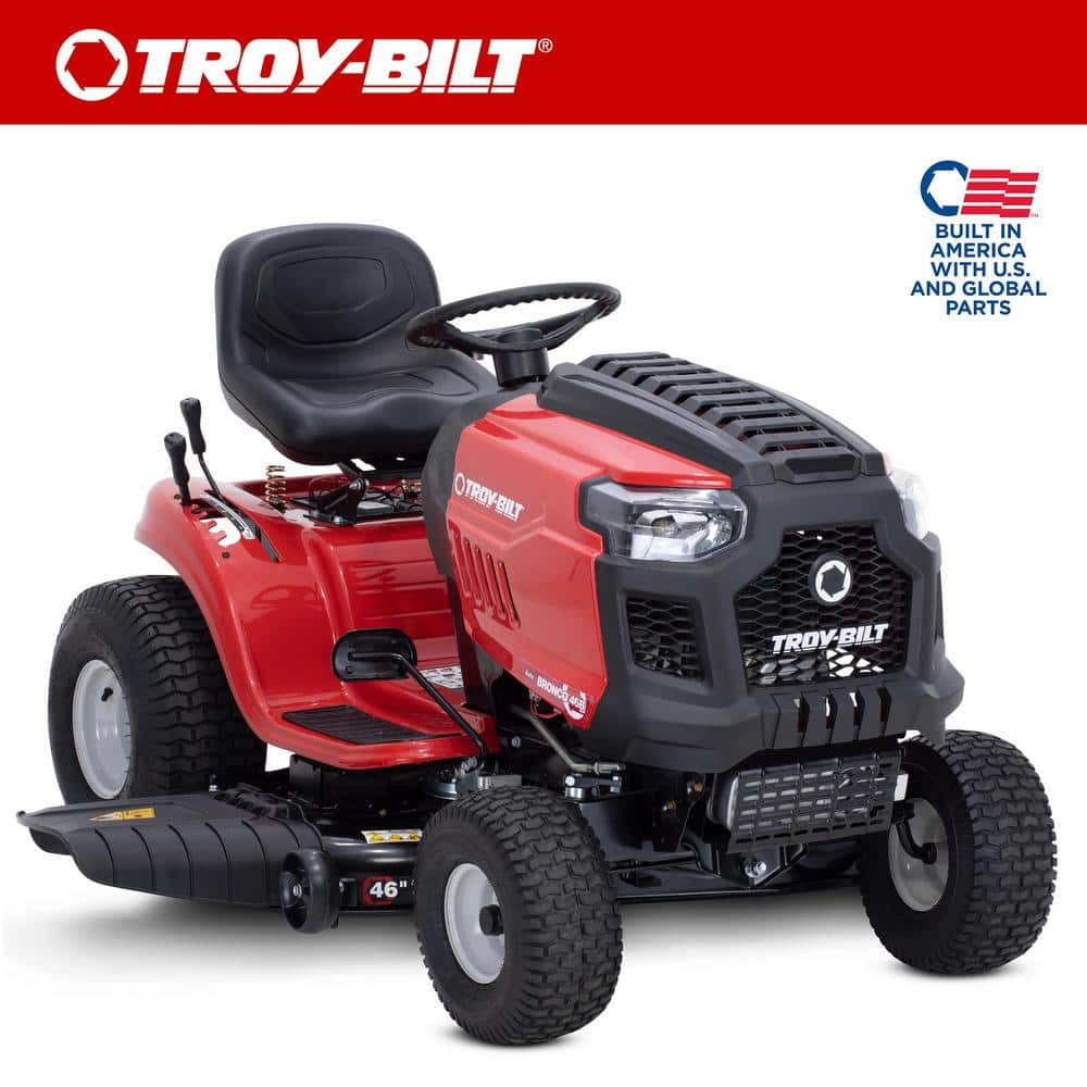 Troy Bilt Bronco 46 in. 17.5 HP Briggs and Stratton Engine Automatic Drive Gas Riding Lawn Tractor Bronco 46B The Home Depot