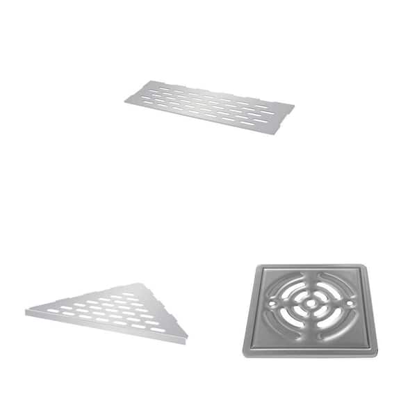 Prova Pro-Select Shower Kit, 3.375 in. Niche Shelf, 6 in. Corner Shelf, 4 in. Drain Grate