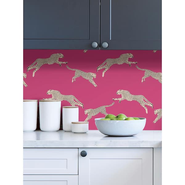 Pink Boho Cheetah Wallpaper Removable and Repositionable Peel and Stic 