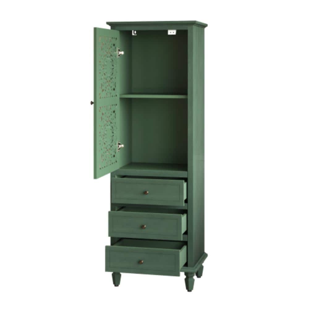 21.65 in. W x 15.75 in. D x 62.99 in. H Bathroom Green Linen Cabinet with Drawers price history on PriceWatchPro