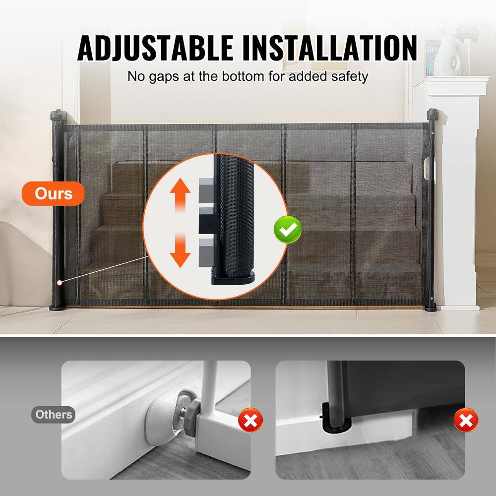 Black Retractable Plastic Stairway Safety Gate
