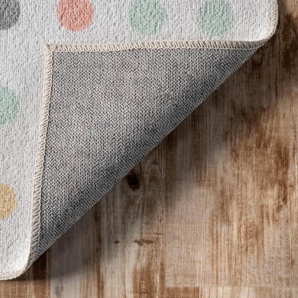 Eco-Friendly Ivory Synthetic 4' x 6' Reversible Kids Rug