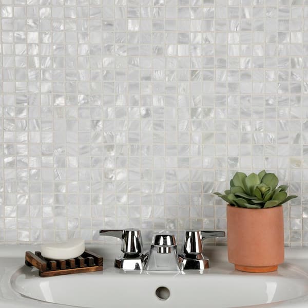 Merola Tile Conchella Square White 12 In X 12 In X 2 Mm Natural Seashell Mosaic Tile 1 Sq Ft Each Gfncsqw The Home Depot