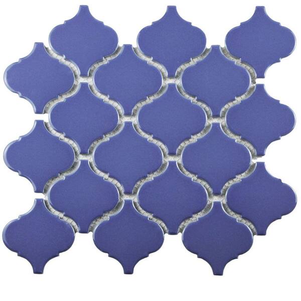 Merola Tile Metro Lantern Glossy Blue 9-3/4 in. x 10-1/4 in. x 6 mm Porcelain Mosaic Tile