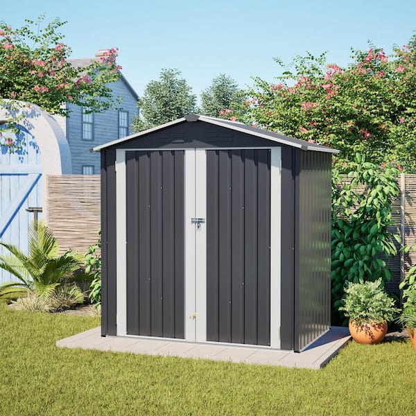 VAMOP 6 ft. W x 4 ft. D Metal Shed with Lockable Door, Outdoor