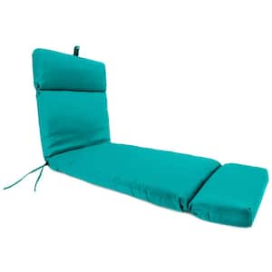 Sunbrella 72 in. x 22 in. Canvas Aruba Aqua Solid Rectangular French Edge Outdoor Chaise Lounge Cushion