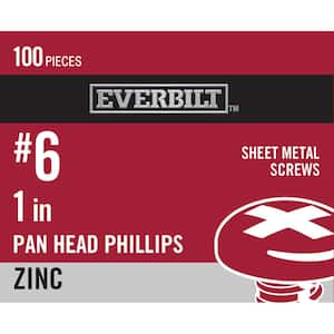 #6 x 1 in. Phillips Pan Head Zinc Plated Sheet Metal Screw (100-Pack)