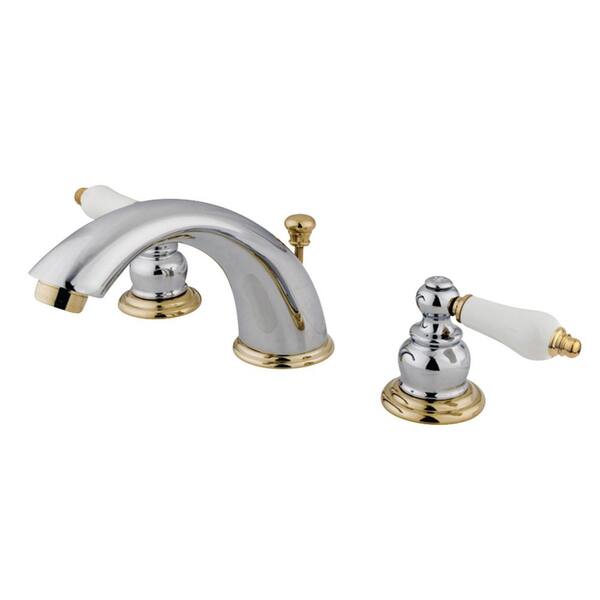 Kingston Brass Victorian 8 in. Widespread 2-Handle Bathroom Faucet in Chrome and Polished Brass