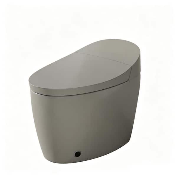 1-piece 1.28 GPF Single Flush ADA Smart Toilet in Grey, Heated Seat, Foot Kick,Warm Water & Dryer, Night Light