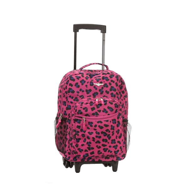 Rockland Roadster 17 in. Rolling Backpack, Magentaleopard