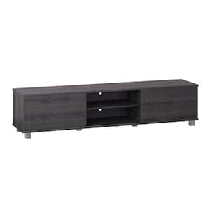 Hollywood Dark Gray wood Grain TV Stand with Doors for TVs up to 85 in.
