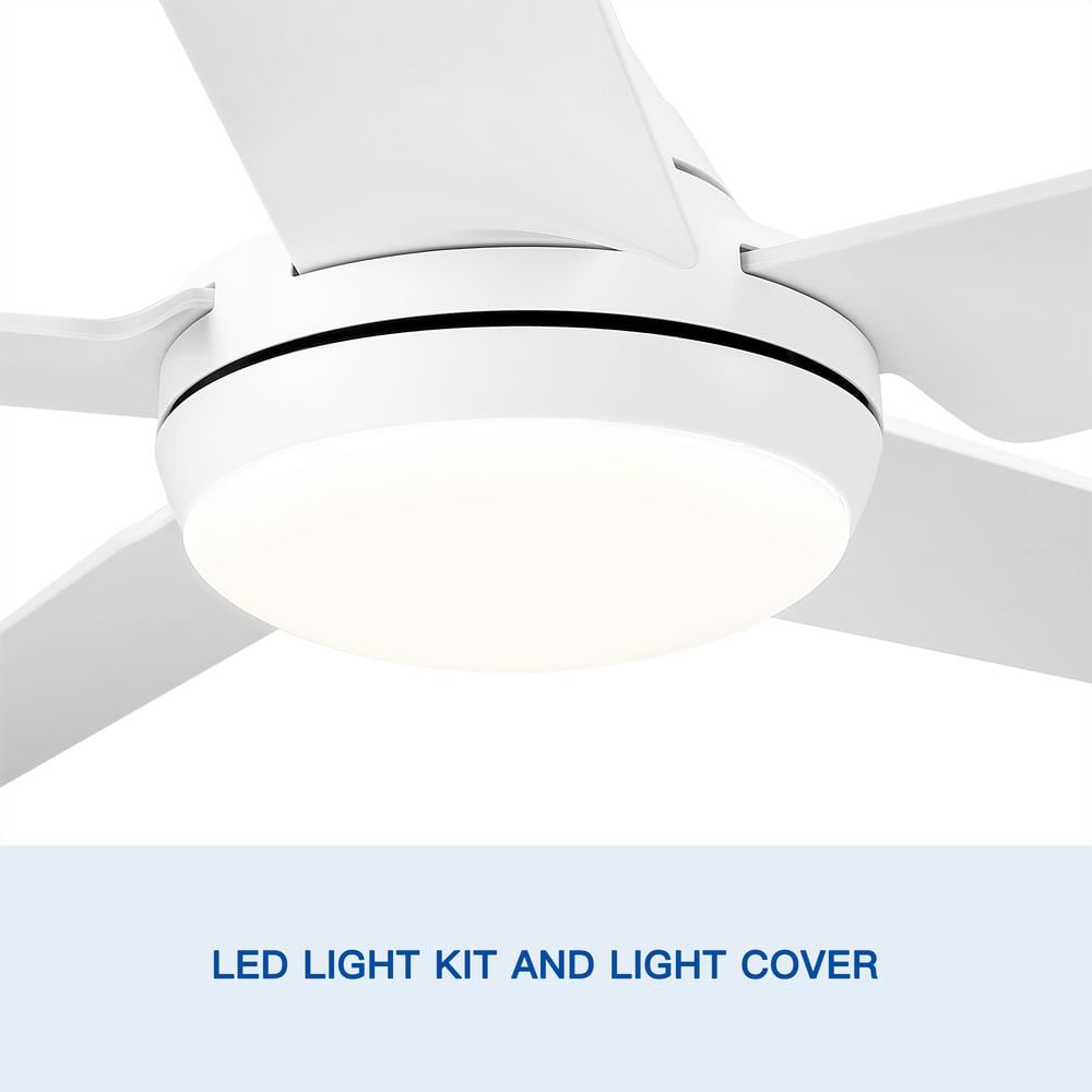 48-inch White Steel Ceiling Fan with Integrated LED Light and Remote Control