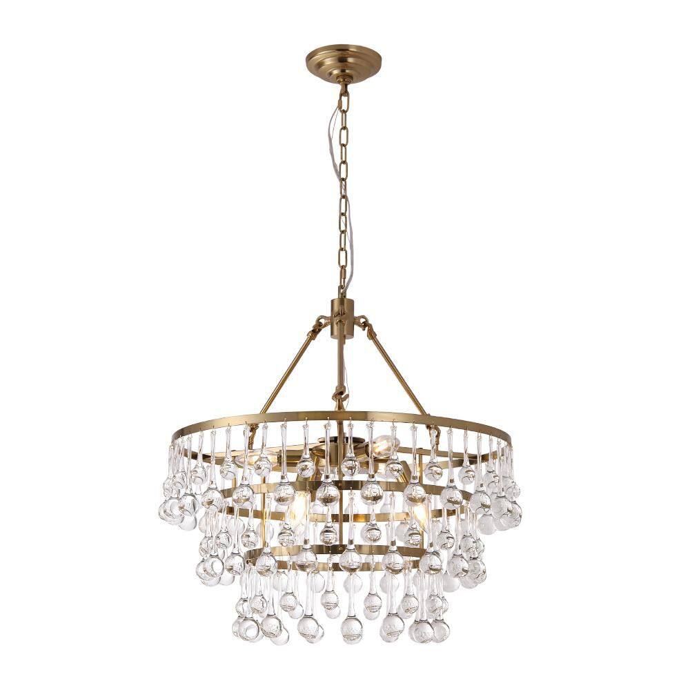 Cristal 6-Light 23.6-in W Brass Tiered Crystal Teardrop Chandelier for Dining Room and Living Room price history on PriceWatchPro