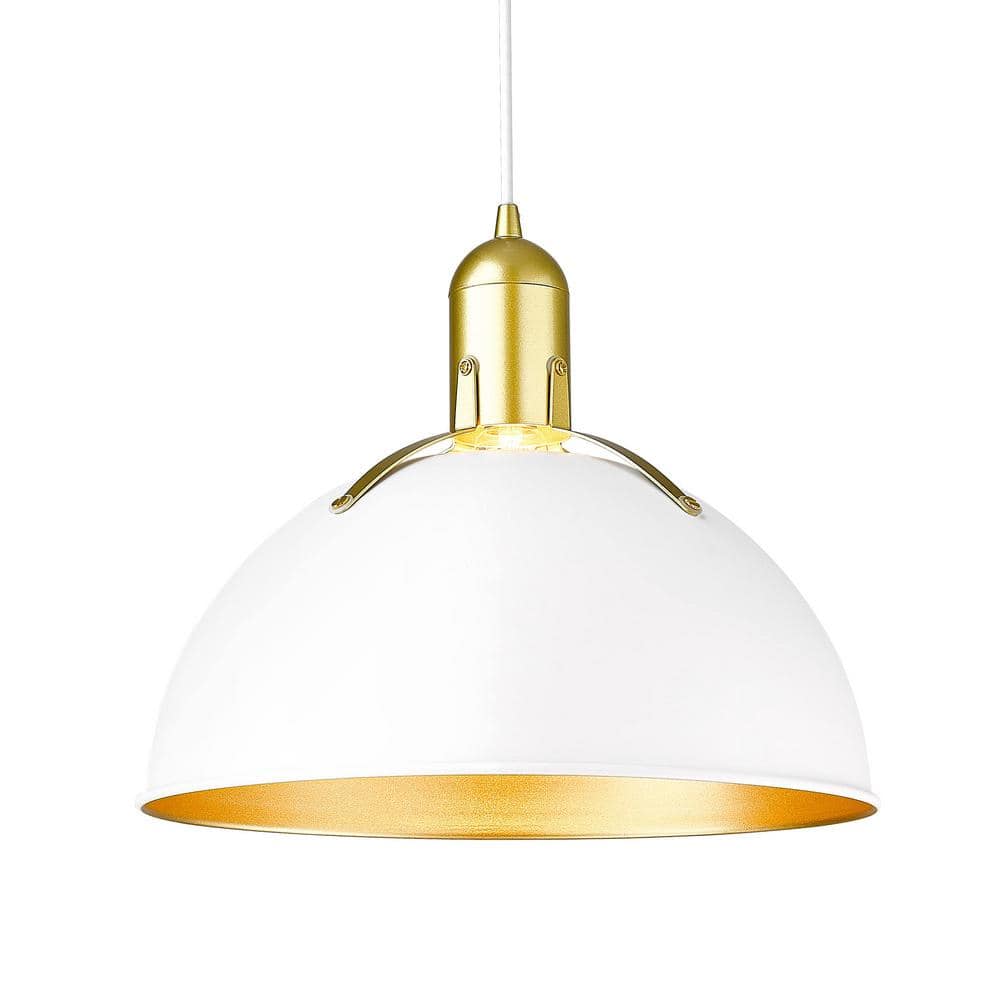 60-Watt 1-Light White Shaded Pendant Light with Metal shade, No Bulbs Included price history on PriceWatchPro