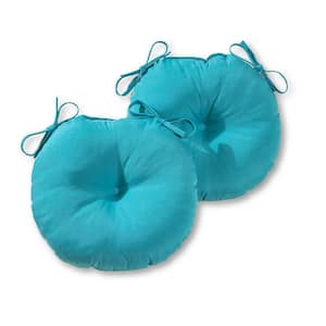 Solid Teal 15 in. Round Outdoor Seat Cushion (2-Pack)