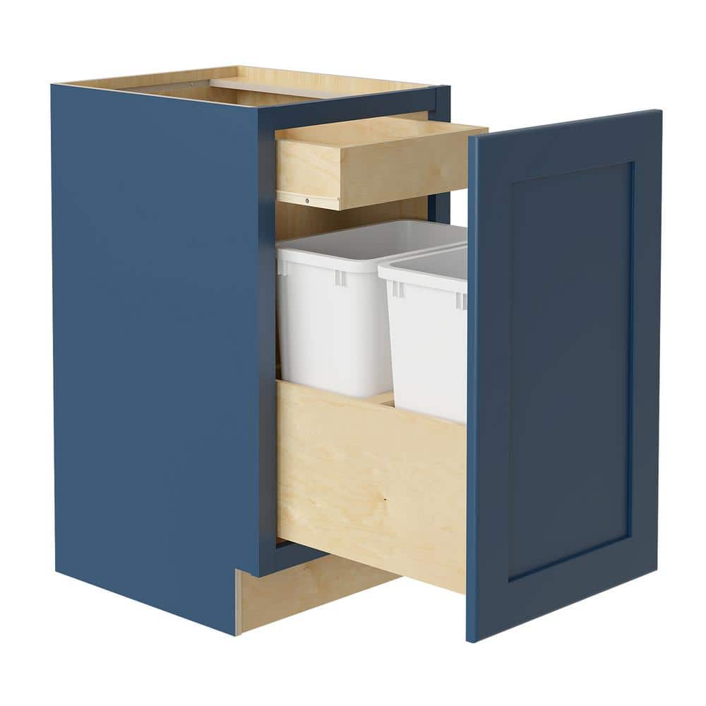 Newport 21 in. W x 24 in. D x 34.5 in. H Assembled Plywood Trash Can Kitchen Cabinet in Mythic Blue with Soft Close price history on PriceWatchPro