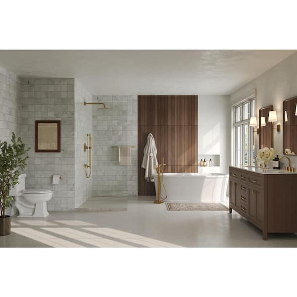 2-Spray 10 in. Wall Mount Dual and Handheld Shower Head with Slider Bar 1.8 GPM in Brushed Gold (Valve Included)