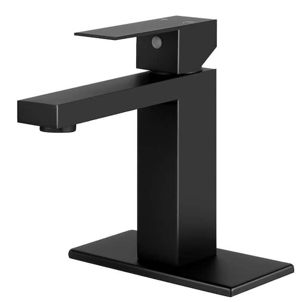 AKLFGN Waterfall Single Hole Single-Handle Low-Arc Bathroom Faucet in Matte Black