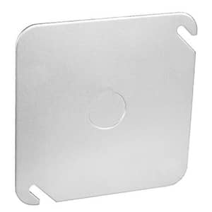 4 in. Steel Metallic Square Cover, Flat with 1/2 in. Knockout (1-Pack)