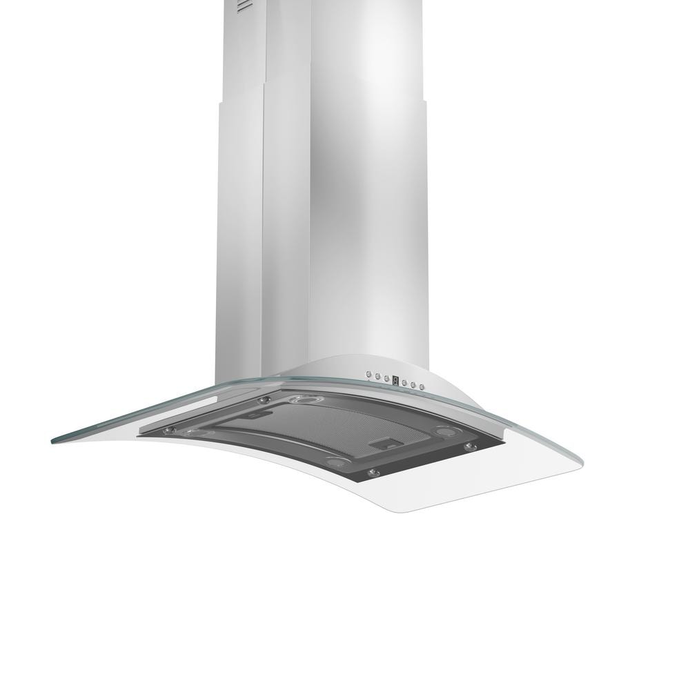 36" Stainless Steel and Glass Convertible Island Range Hood