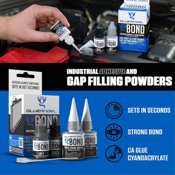 GlueAngel - GBond 0.71 fl. oz. / 1.41 oz. Industrial Adhesive Super Glue and Filling Powder for Metals and Plastics