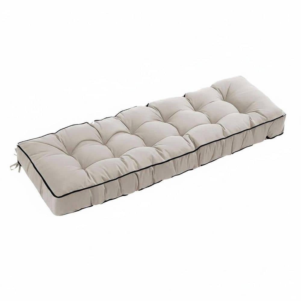63 in. x 20 in. Outdoor Tufted Bench Cushion for Patio Furniture, Wicker Settee Loveseat Seat Cushion in Khaki