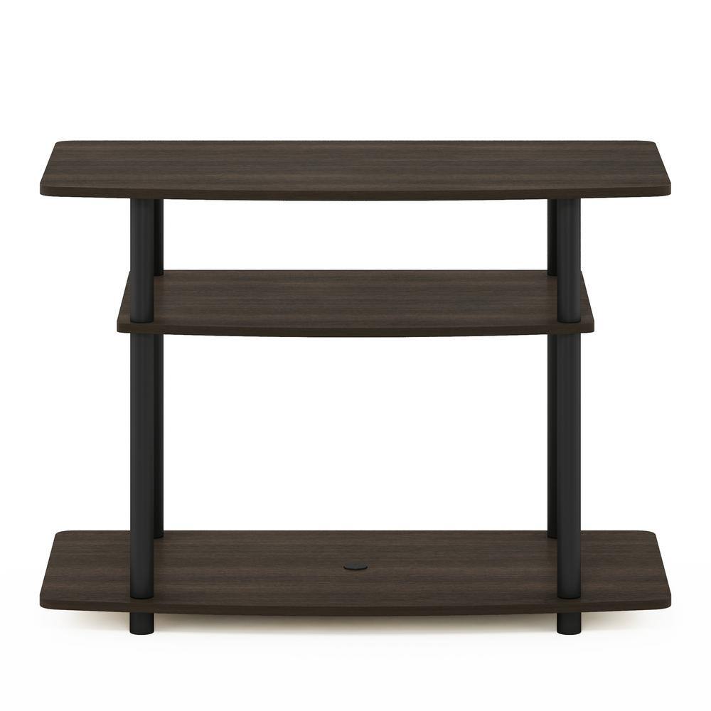 Dark Brown and Black 3-Tier PVC Composite TV Stand