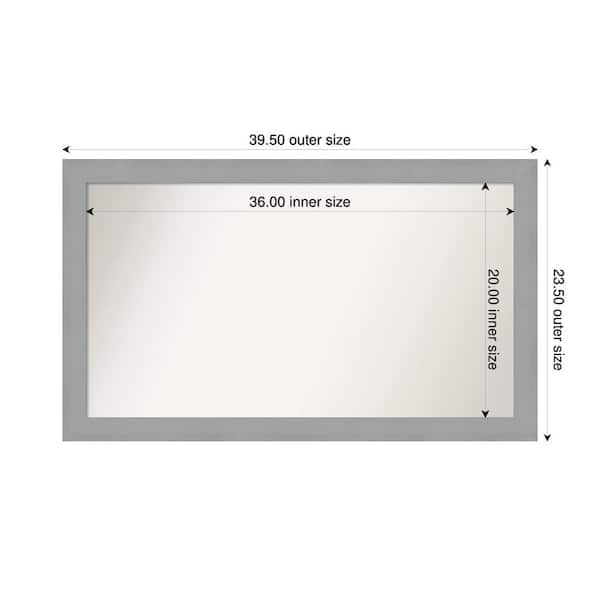 Amanti Art Brushed Nickel 39.5 in. x 23.5 in. Custom Non-Beveled Recycled Polystyrene Framed Bathroom Vanity Wall Mirror