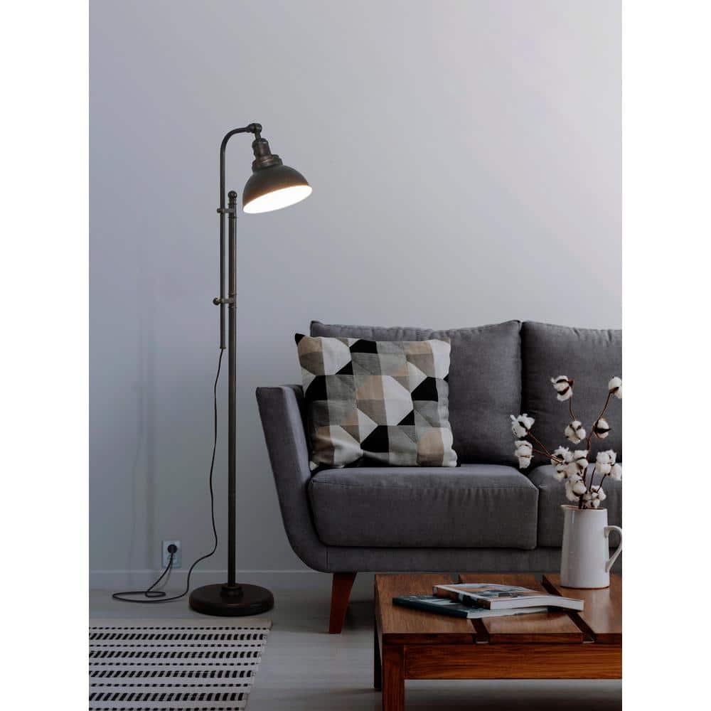 Bronze Adjustable Industrial LED Floor Lamp with Alexa Compatibility