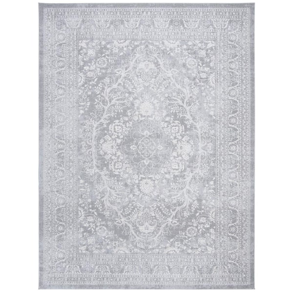 SAFAVIEH Reflection Light Gray/Cream 9 ft. x 12 ft. Border Area Rug