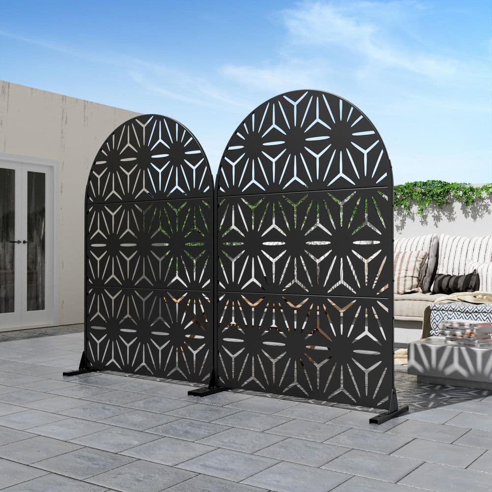 47 in. W x 71 in. H Black Arch Galvanized Sheet Outdoor Private Screen Decorative Art Panel price history on PriceWatchPro