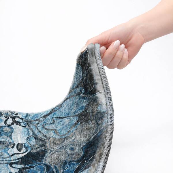 Dream Shag Premium Machine Washable Abstract ADS558 Blue 2 ft. x 7 ft. Runner Rug