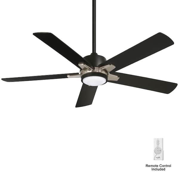 MINKA-AIRE Stout 54 in. LED Indoor Coal and Brushed Nickel Ceiling Fan with Light and Remote Control