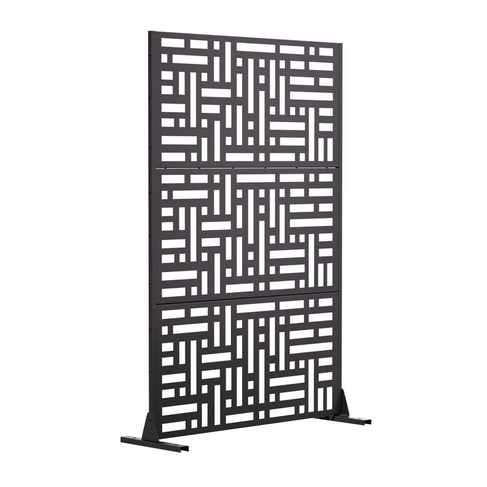 Outdoor Privacy Fence 47 in. L x 16 in. W x 72 in. H Black Galvanized Steel Garden Privacy Screen price history on PriceWatchPro